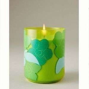 Anthropologie candle NEON FRUITY NECTARINE MINT Citron green medium glass